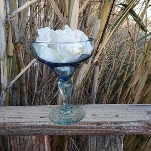 BLUE tequila marguerita  glass Art Glass